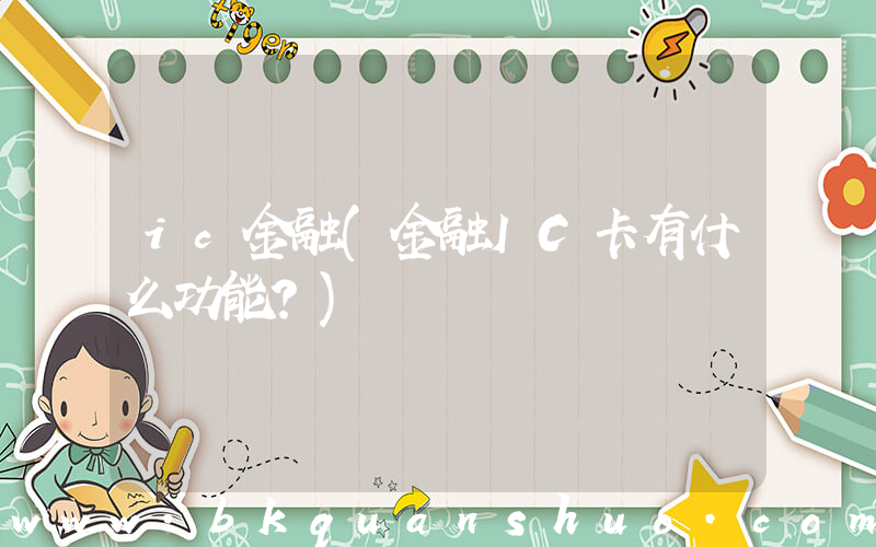 ic金融(金融IC卡有什么功能？)