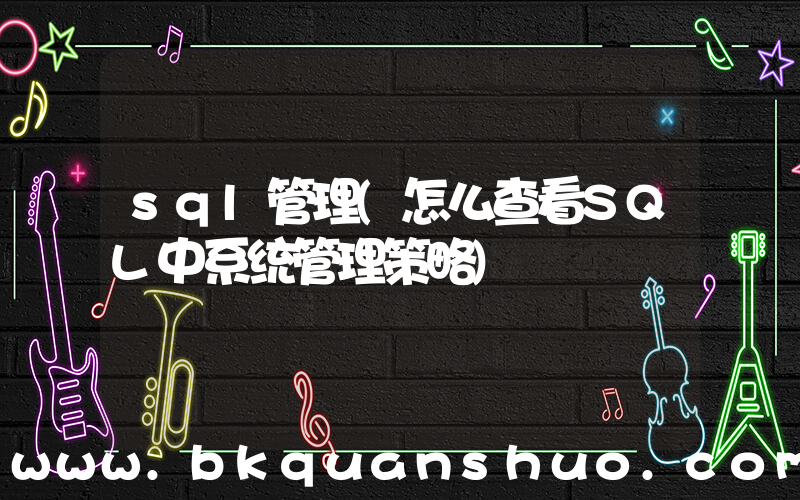 sql管理(怎么查看SQL中系统管理策略)