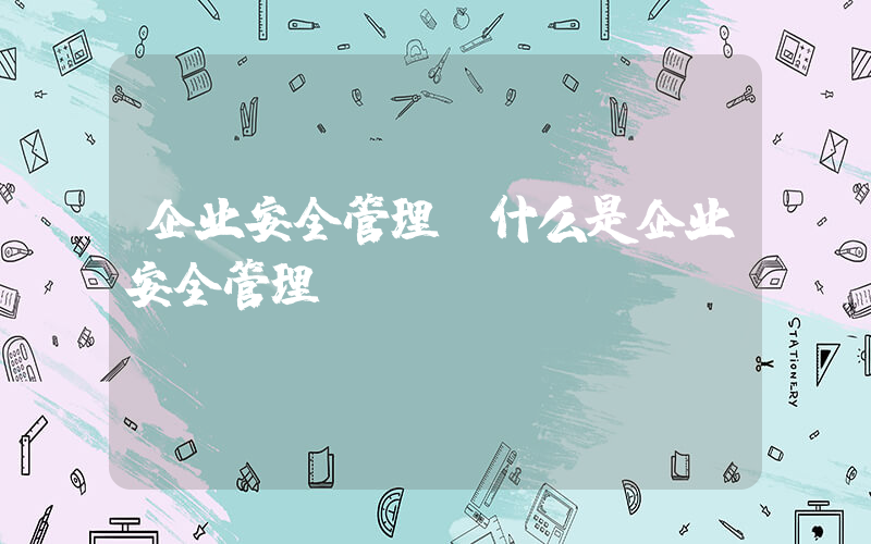 企业安全管理(什么是企业安全管理)