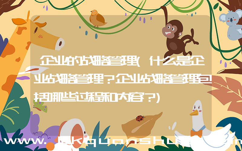 企业的战略管理(什么是企业战略管理？企业战略管理包括哪些过程和内容？)