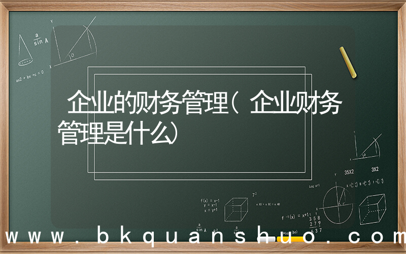 企业的财务管理(企业财务管理是什么)