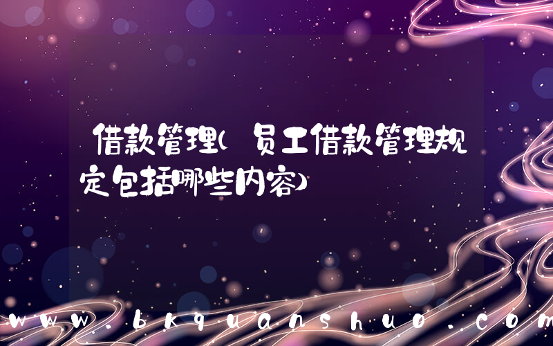 借款管理(员工借款管理规定包括哪些内容)