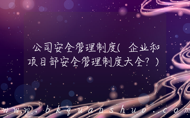 公司安全管理制度(企业和项目部安全管理制度大全？)