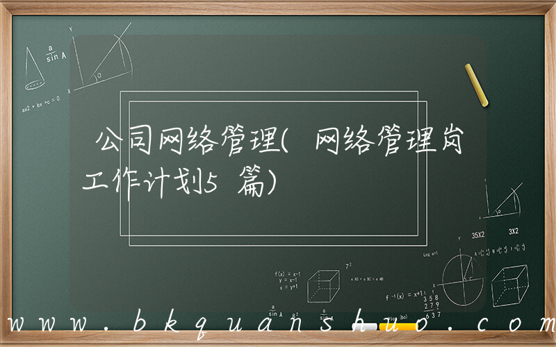 公司网络管理(网络管理岗工作计划5篇)