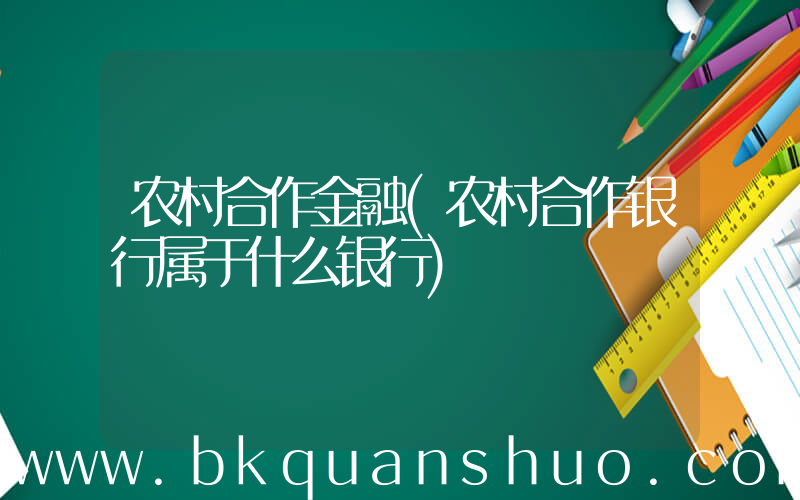 农村合作金融(农村合作银行属于什么银行)