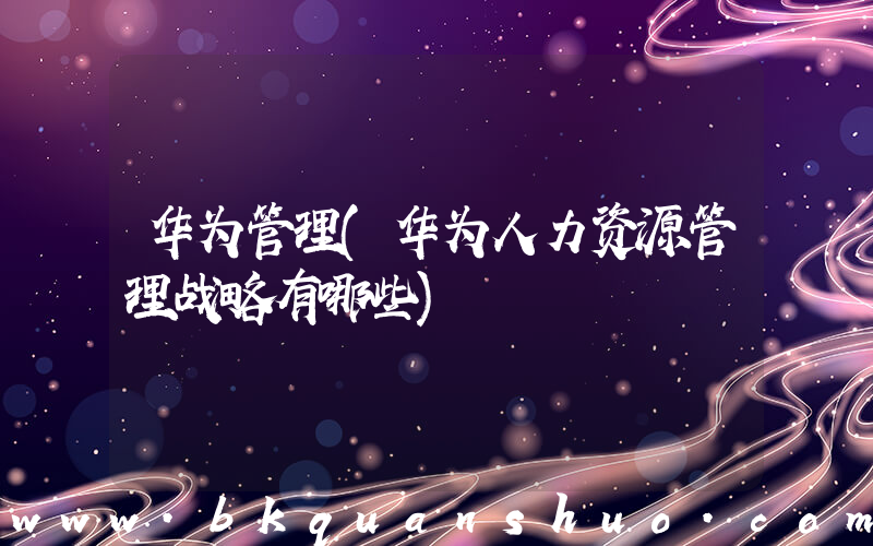 华为管理(华为人力资源管理战略有哪些)