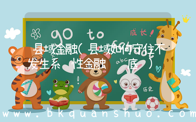 县域金融(县域如何守住不发生系统性金融风险底线)