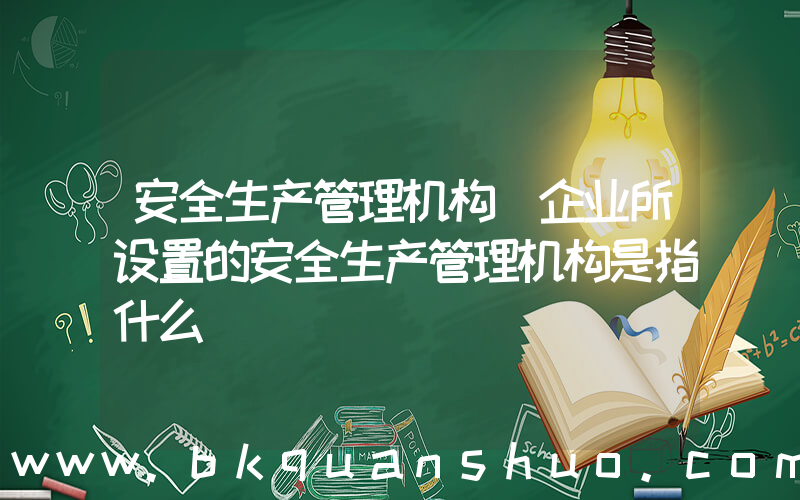 安全生产管理机构(企业所设置的安全生产管理机构是指什么)