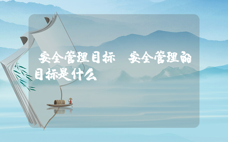 安全管理目标(安全管理的目标是什么)