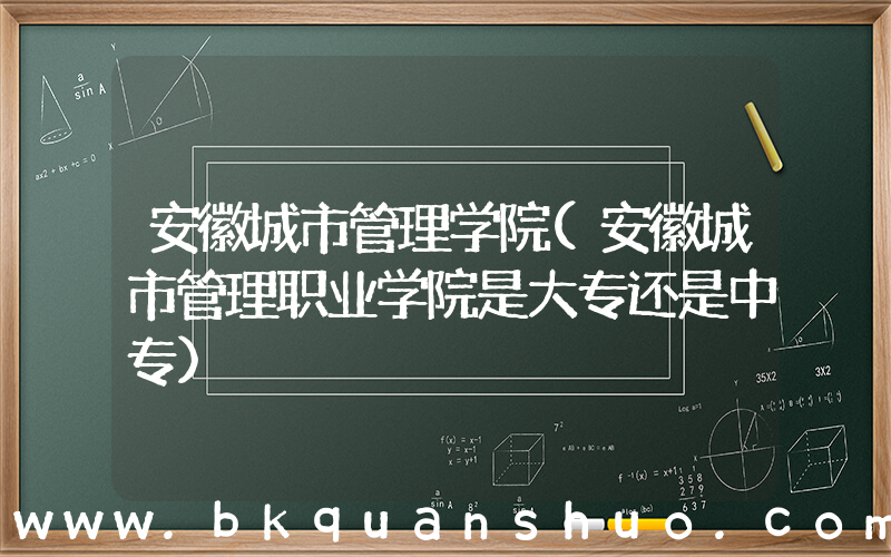 安徽城市管理学院(安徽城市管理职业学院是大专还是中专)