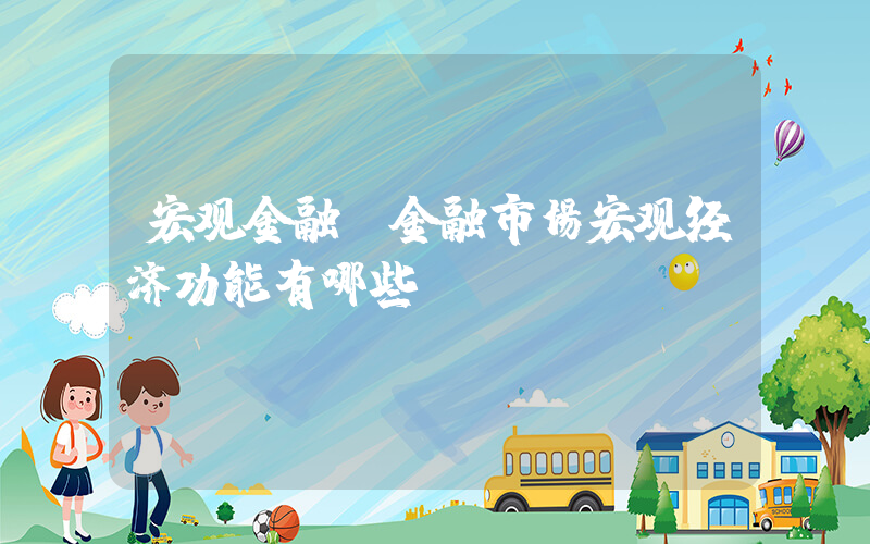 宏观金融(金融市场宏观经济功能有哪些)