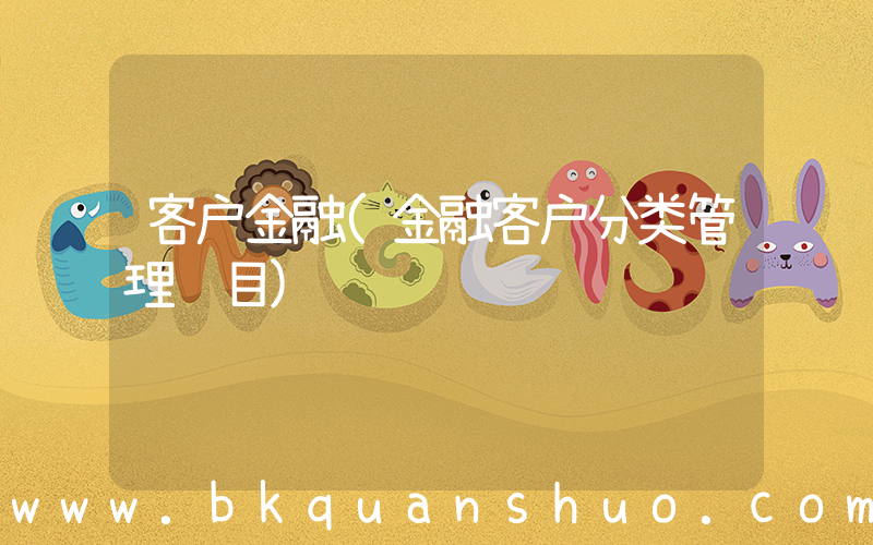 客户金融(金融客户分类管理项目)