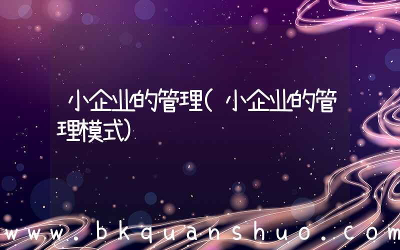 小企业的管理(小企业的管理模式)