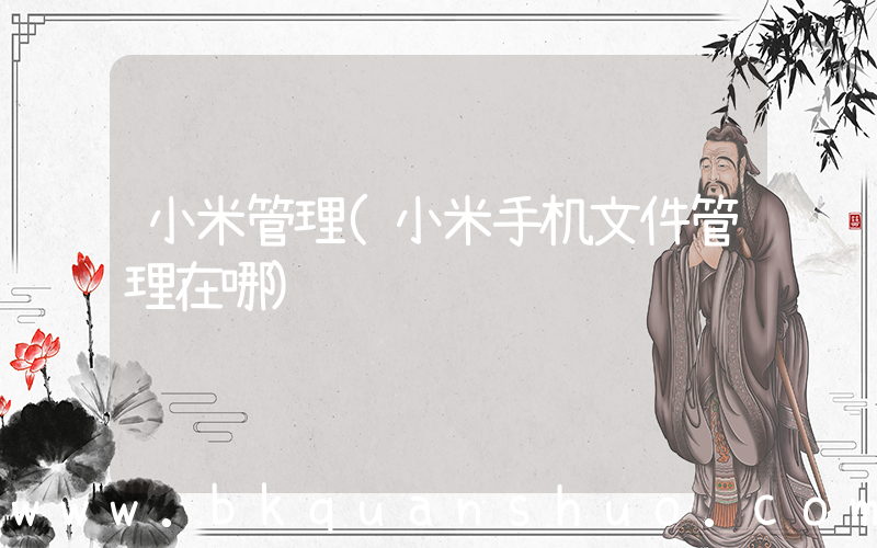 小米管理(小米手机文件管理在哪)