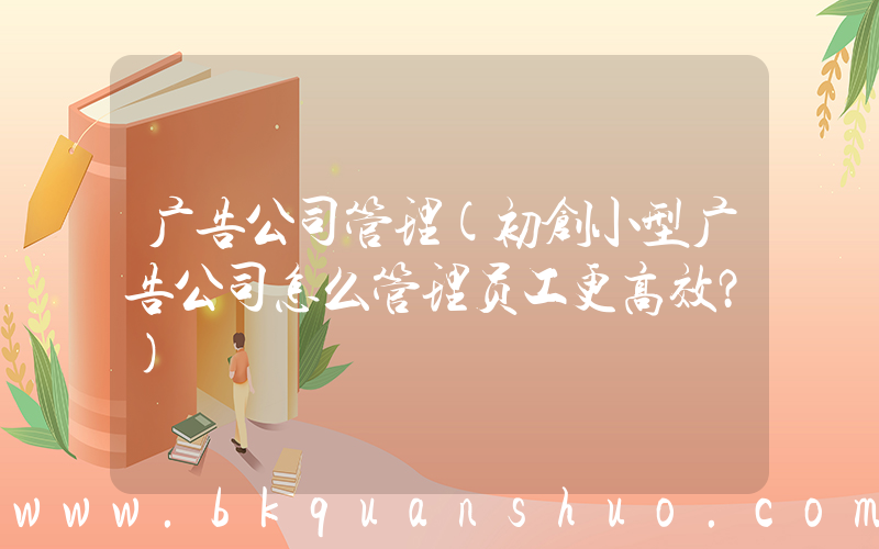 广告公司管理(初创小型广告公司怎么管理员工更高效？)