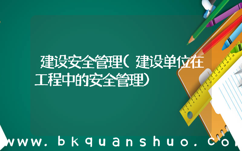 建设安全管理(建设单位在工程中的安全管理)