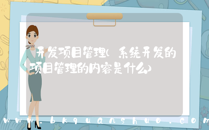 开发项目管理(系统开发的项目管理的内容是什么)