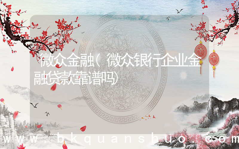 微众金融(微众银行企业金融贷款靠谱吗)
