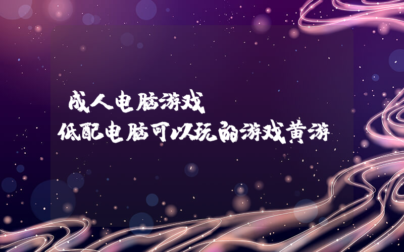 成人电脑游戏(steam低配电脑可以玩的游戏黄游)
