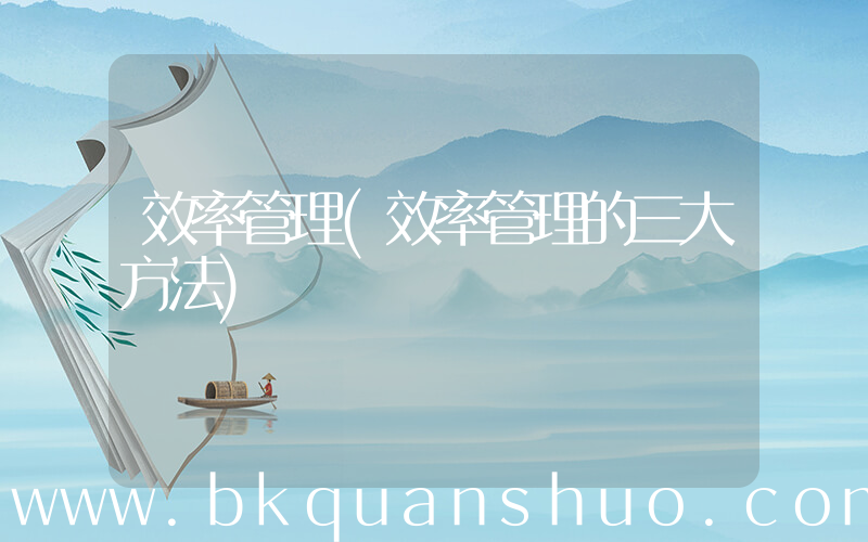 效率管理(效率管理的三大方法)