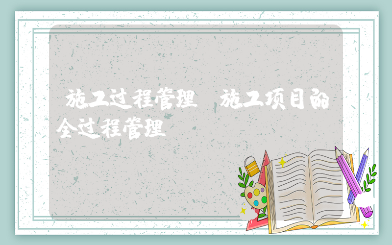 施工过程管理(施工项目的全过程管理)