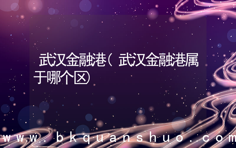 武汉金融港(武汉金融港属于哪个区)