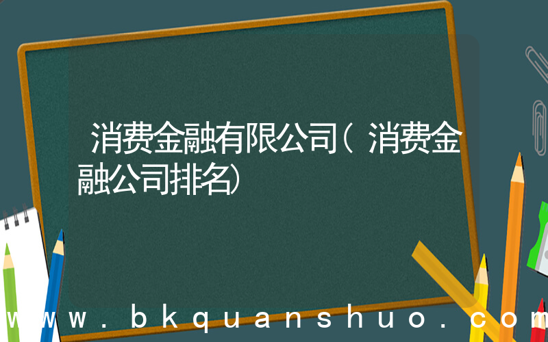 消费金融有限公司(消费金融公司排名)