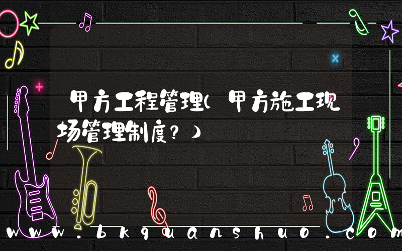 甲方工程管理(甲方施工现场管理制度？)