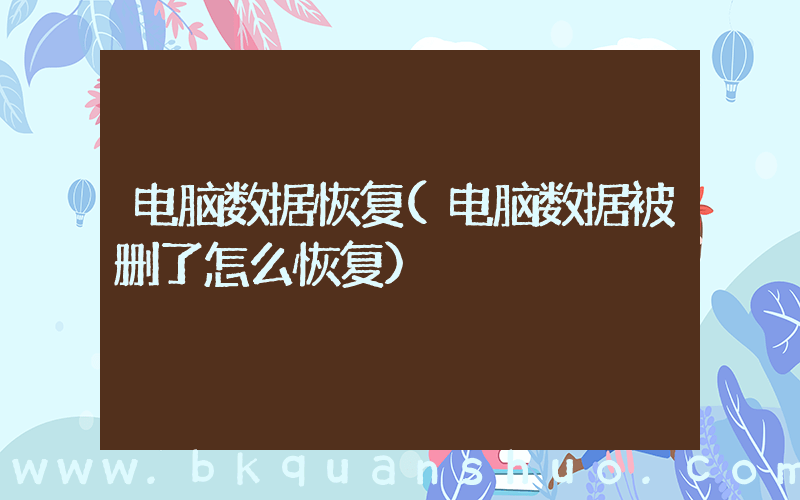 电脑数据恢复(电脑数据被删了怎么恢复)