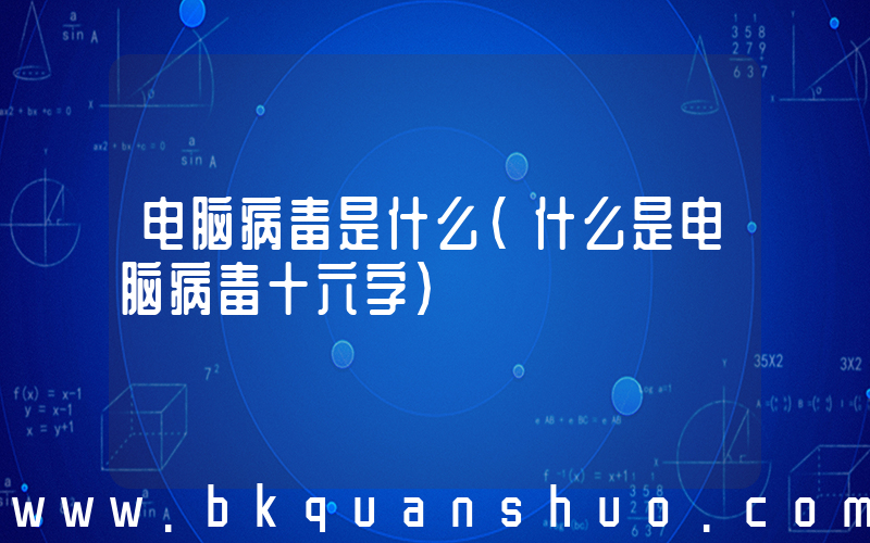 电脑病毒是什么(什么是电脑病毒十六字)
