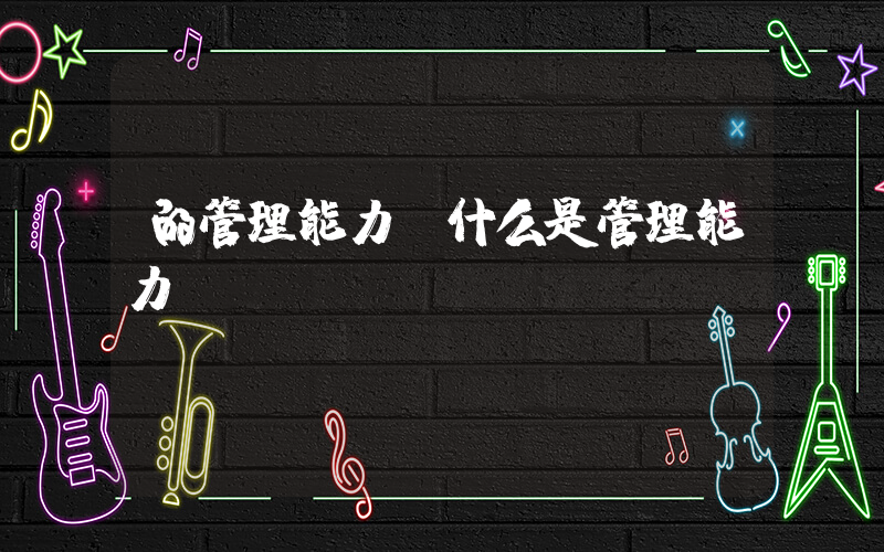 的管理能力(什么是管理能力)