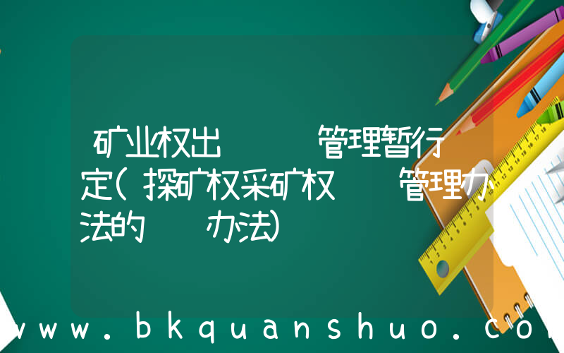 矿业权出让转让管理暂行规定(探矿权采矿权转让管理办法的转让办法)