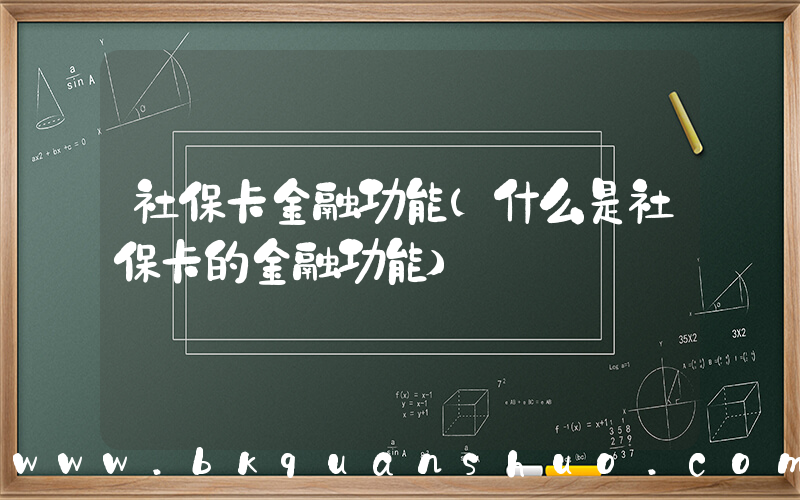 社保卡金融功能(什么是社保卡的金融功能)