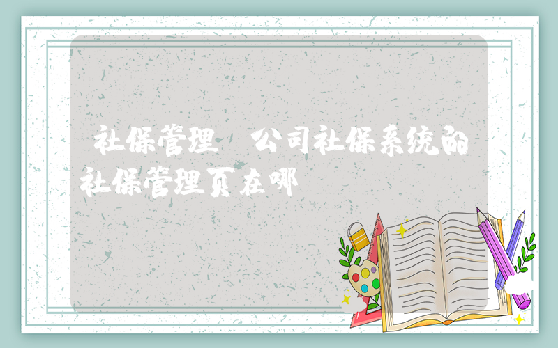 社保管理(公司社保系统的社保管理页在哪)