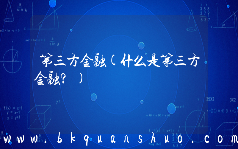 第三方金融(什么是第三方金融？)