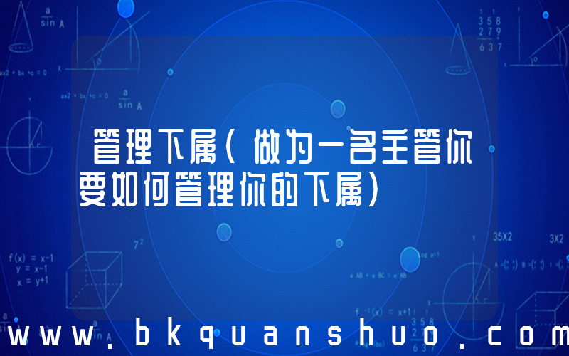 管理下属(做为一名主管你要如何管理你的下属)