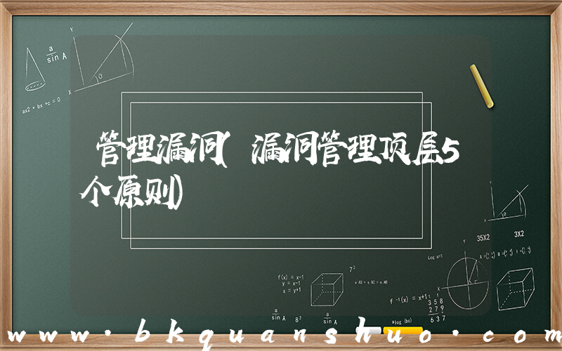 管理漏洞(漏洞管理顶层5个原则)