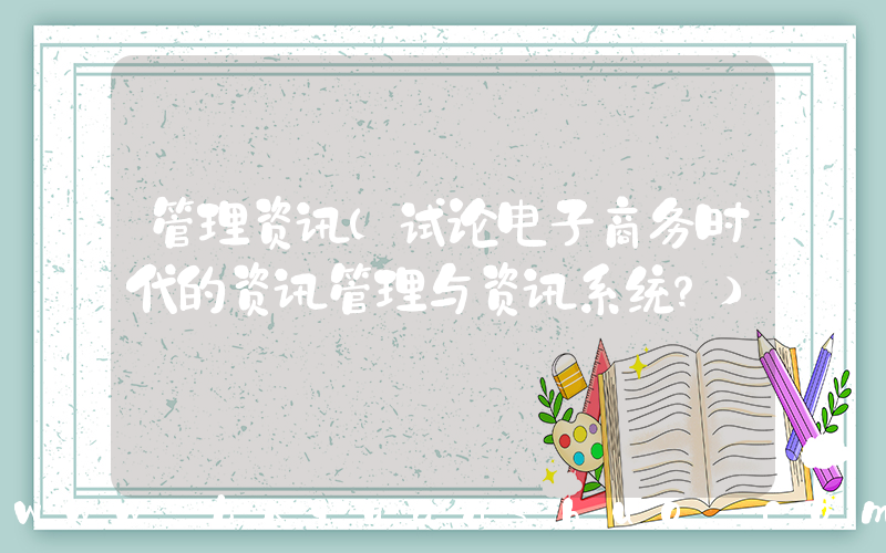 管理资讯(试论电子商务时代的资讯管理与资讯系统？)