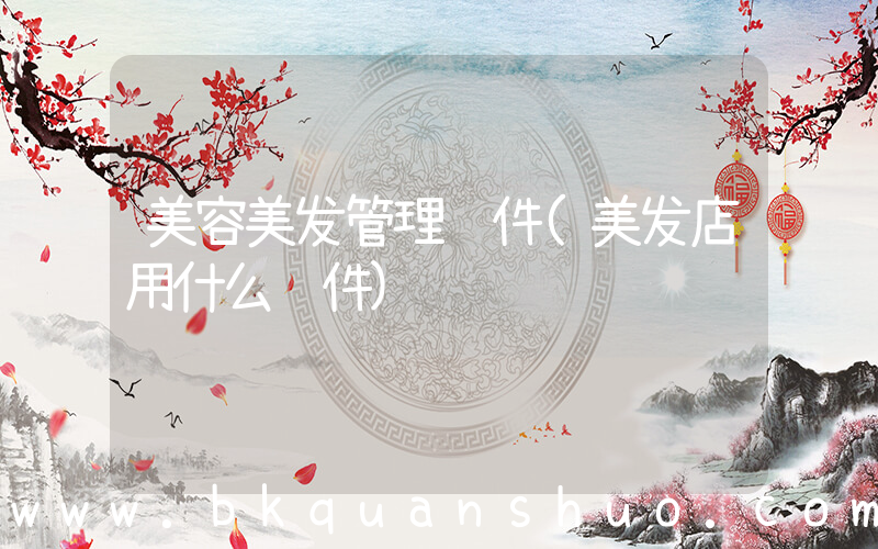 美容美发管理软件(美发店用什么软件)