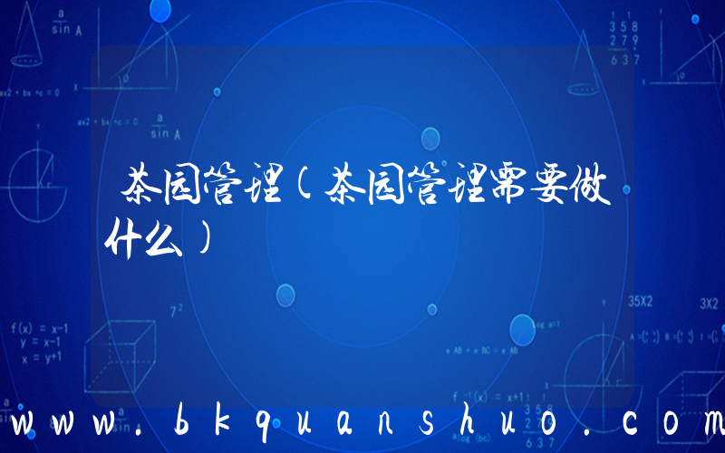 茶园管理(茶园管理需要做什么)
