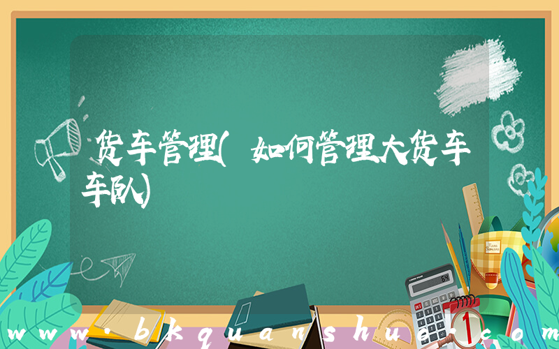 货车管理(如何管理大货车车队)
