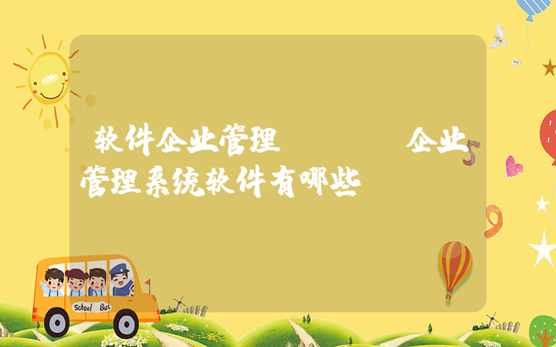 软件企业管理(erp企业管理系统软件有哪些)
