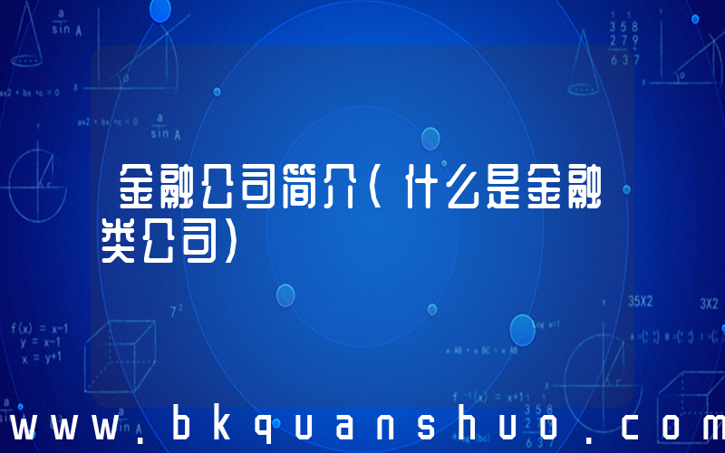 金融公司简介(什么是金融类公司)