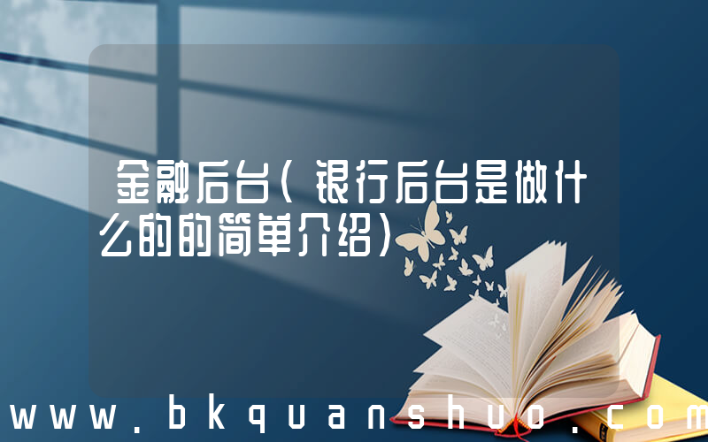金融后台(银行后台是做什么的的简单介绍)