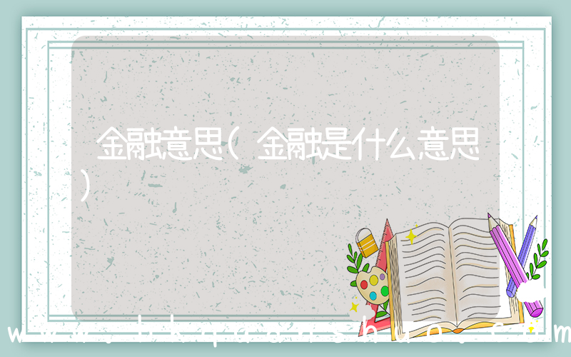 金融意思(金融是什么意思)
