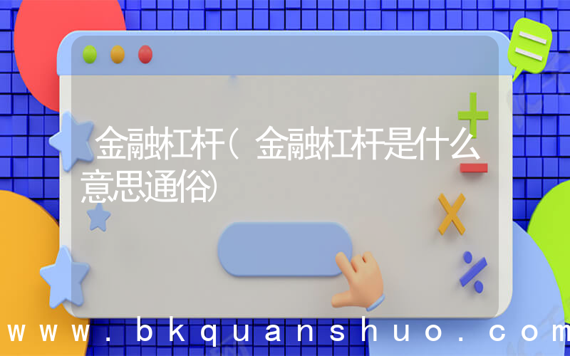金融杠杆(金融杠杆是什么意思通俗)