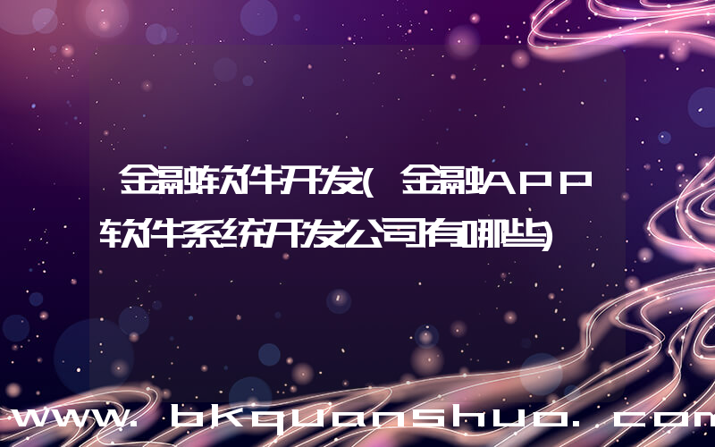 金融软件开发(金融APP软件系统开发公司有哪些)