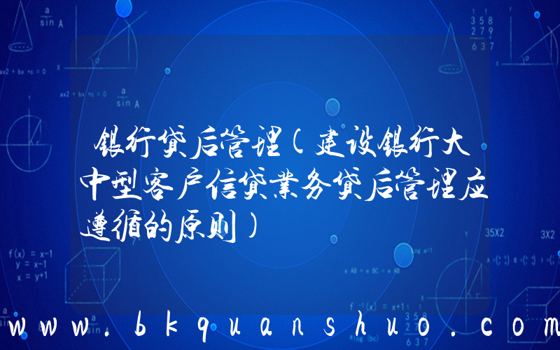 银行贷后管理(建设银行大中型客户信贷业务贷后管理应遵循的原则)