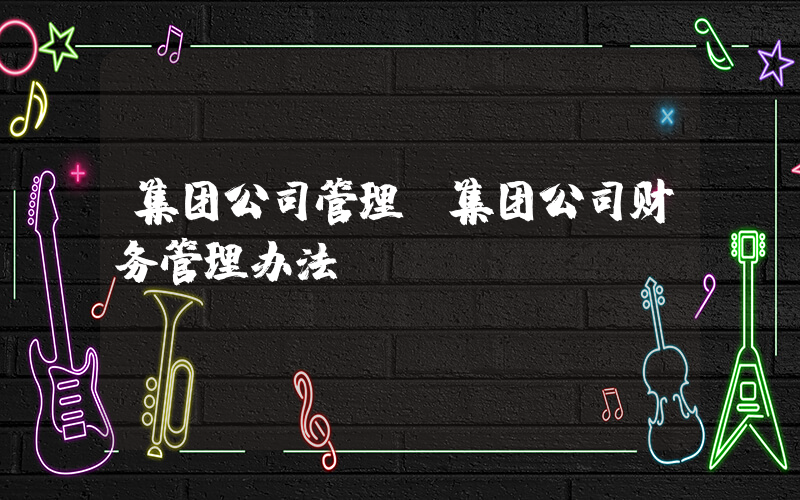 集团公司管理(集团公司财务管理办法)