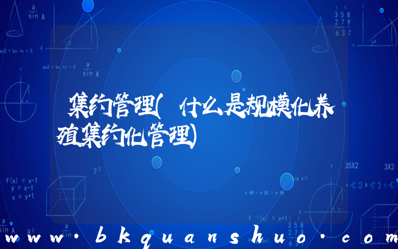 集约管理(什么是规模化养殖集约化管理)